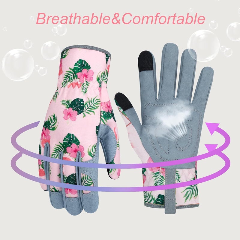MERTURN Store Leather Gardening Gloves for Women Thorn Proof Garden Gloves Touch Screen Working Gloves Gifts,M - Image 4